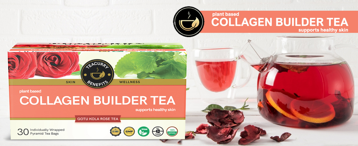 TEACURRY Collagen Builder Tea (6 Month Pack | 180 Tea Bags) - For Skin, Hair, Nails (With Vitamin C, Biotin)