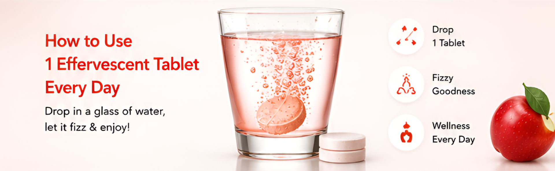 ACV Effervescent Tablet, Apple Flavour, 500mg, Pack 1