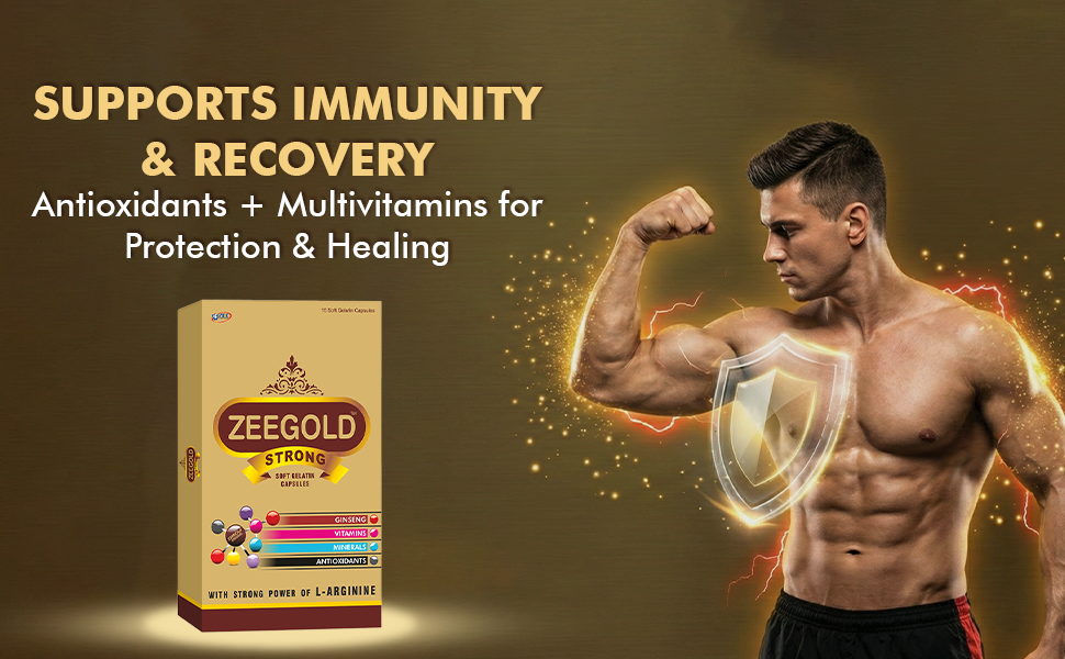 Zeegold Strong Soft Gelatin Capsules – Nutraceutical Multivitamin with Ginseng, L-Arginine, Vitamins, Minerals & Antioxidants (15 Capsule Each) - Pack Of 02