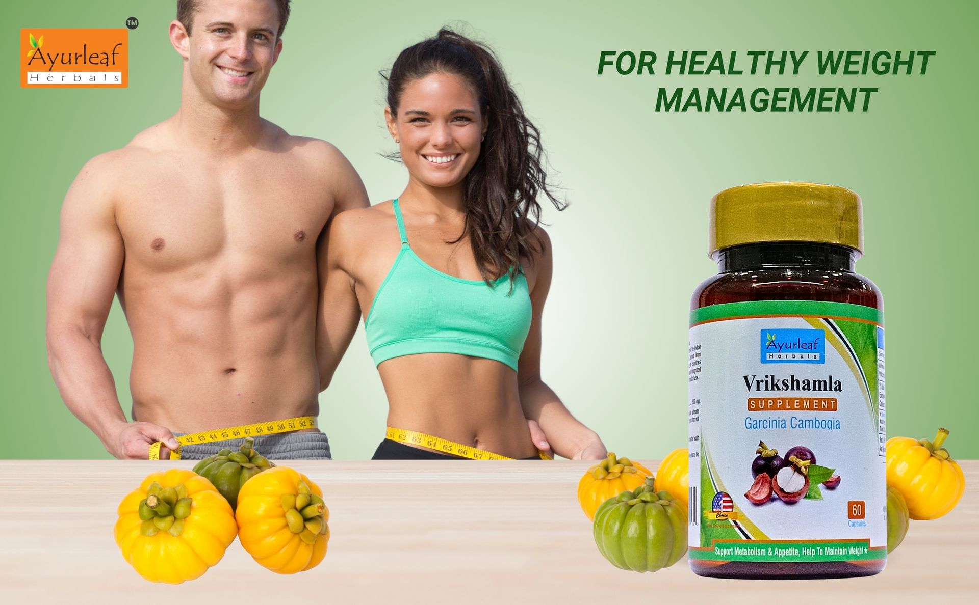 Ayurleaf Herbals Vrikshamla Capsules | Helpful to Manage Weight and Reduce Cholesterol | Improve Digestive Health and Appetite Suppression |100% Natural Herb (Pack of 2, 120 Capsules)