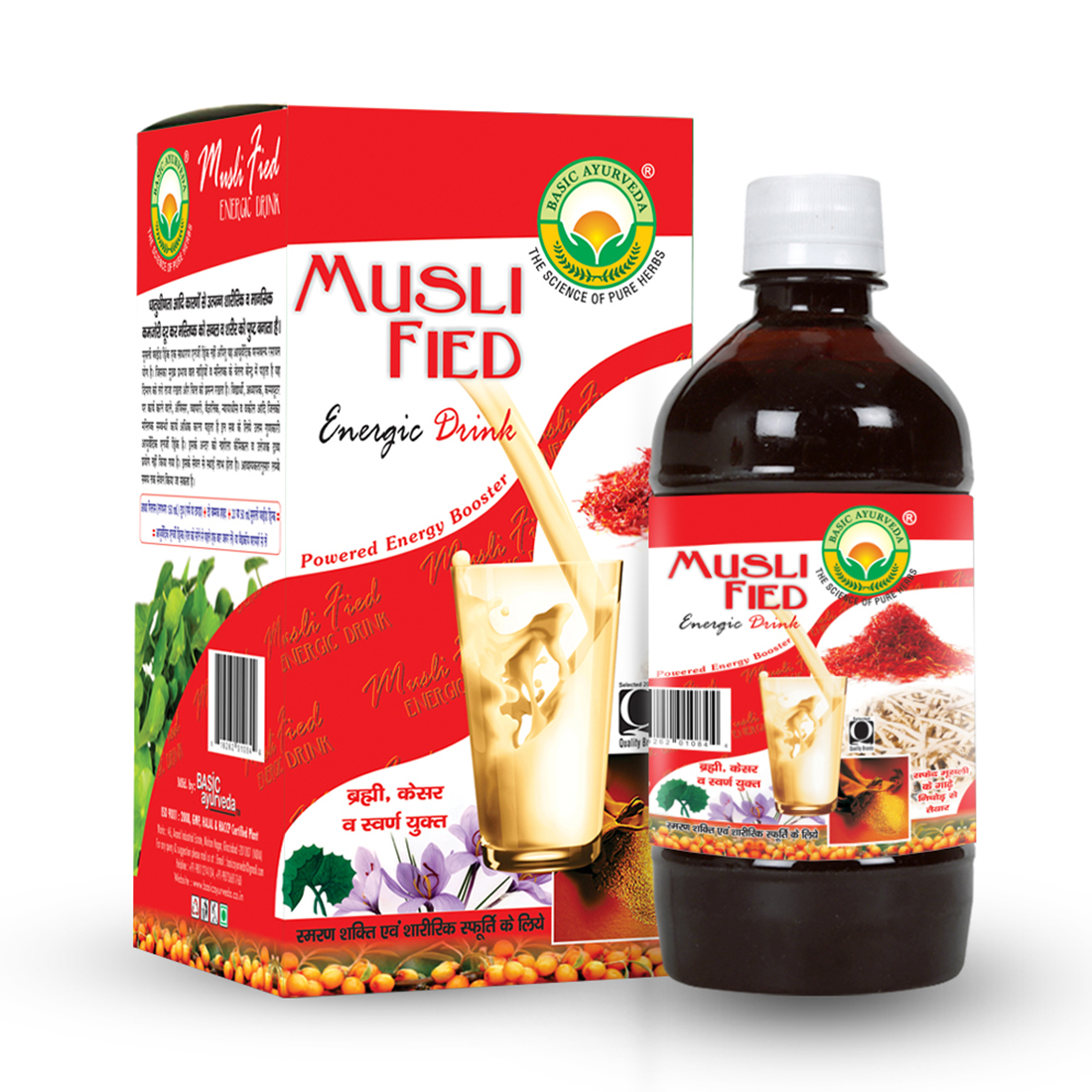 BASIC AYURVEDA Musli-Fied Energy Drink – 500ml | Herbal Blend for Vitality, Stamina & Overall Health