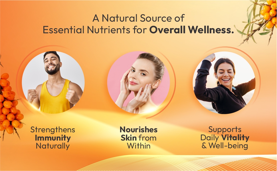 Sea Buckthorn Juice 500ml | Sugar Free Juice | Rich in Omega 3, 6, 7 & 9 | 98% Sea Buckthorn Pulp | Herbal Wellness Juice