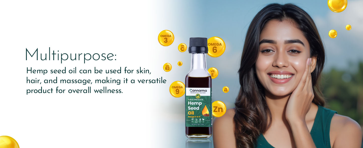 Hemp Seed Oil | Cold Pressed | Rich in Omega 3,6,9-100 ml | Plant Based | Rich in Magnesium, Potassium, Iron | EPA & DHA | For Heart, Brain, Eyes & Joints Health | Helps manage cholesterol