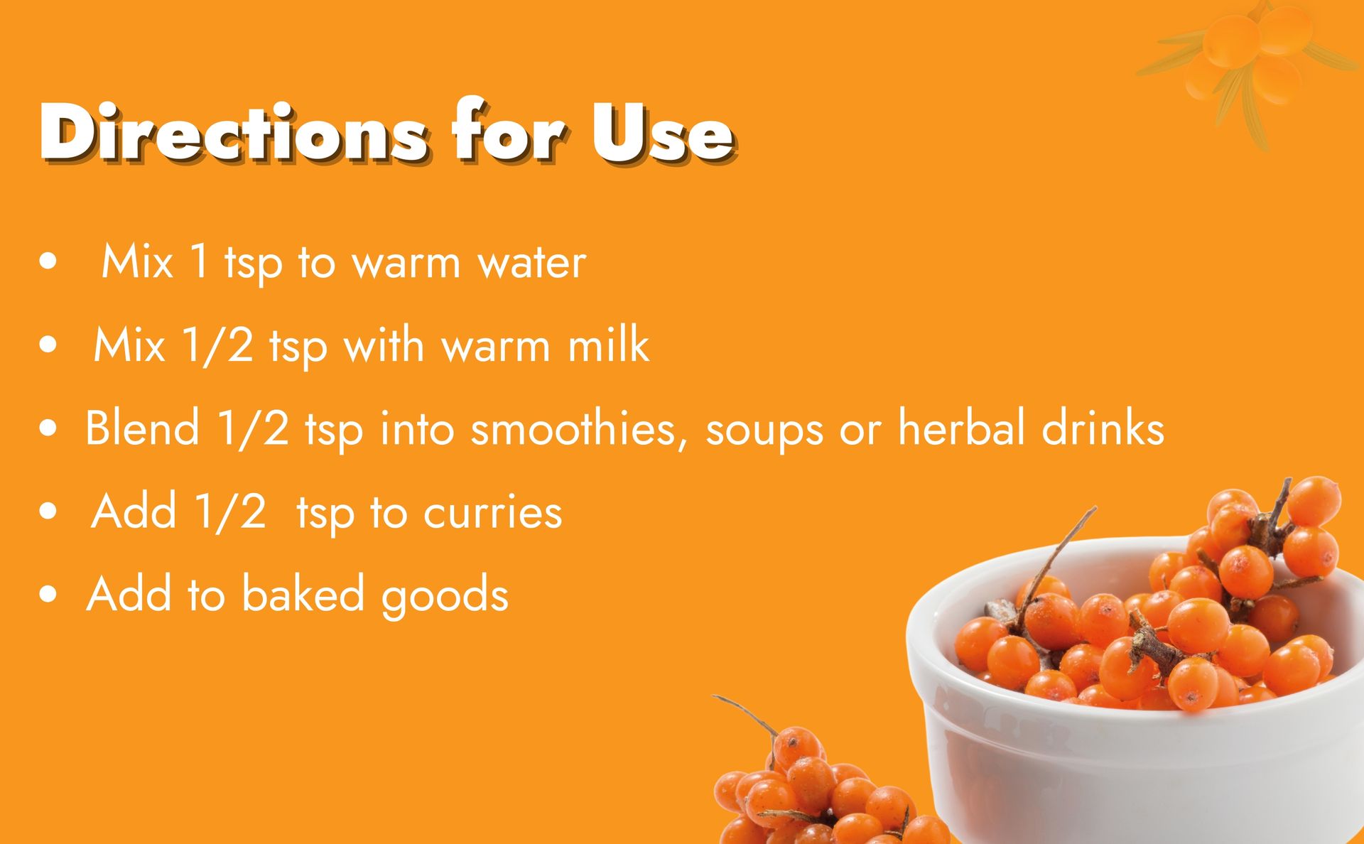 Sea Buckthorn Berries | Dry Seabuckthorn Berries powder | Rich in Omega 3,6,7,9 | Fibers, Omegas, Collagen, Vitamic C, Vitamin E | Dry Sea Buckthorn (Sea Buckthron Powder 100gm)