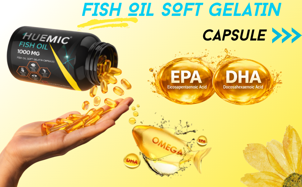 Fish Oil 1000mg | Omega-3 Softgel Capsules | Supports Heart, Brain & Joint Health | EPA & DHA Rich | Pack of 60 Softgel Capsules