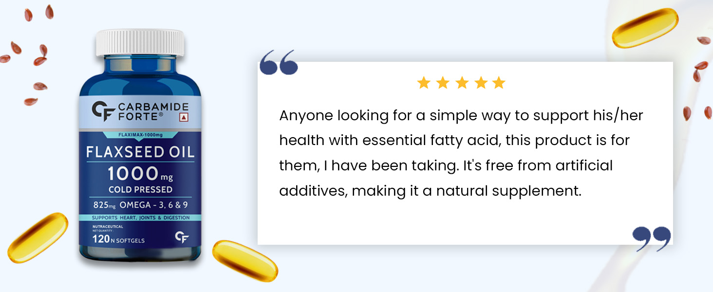 Carbamide Forte Cold Pressed Organic Flaxseed Oil Omega 3 6 9 Capsules (1000mg) - 120 Capsules (Pack of 2)