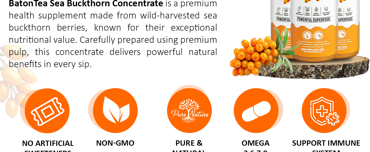 Himalayan Sea Buckthorn Pulp Juice 100ml | Cold-Pressed | Natural Vitamin C, Omega 3 6 7 9, Antioxidants | Immunity, Skin Glow & Gut Health Support | No Added Sugar | Lab Tested |Pack Of 1