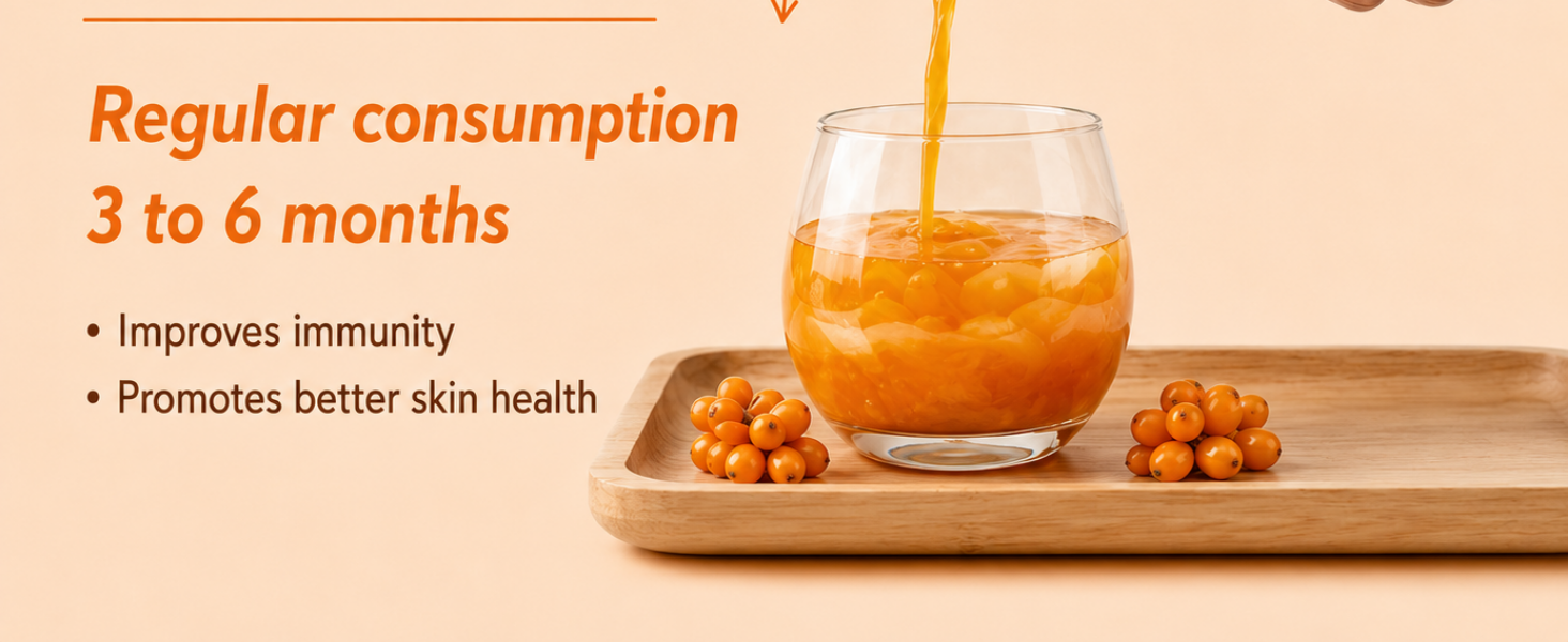 Safehub Himalayan Sea Buckthorn Pulp 300ml | Cold-Pressed Fruit Pulp | Naturally Rich in Vitamin C & Omega 3, 6, 7, 9 | Daily Wellness & Nutrition Drink
