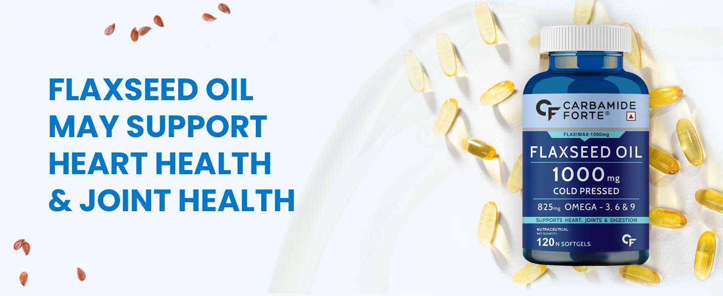 Carbamide Forte Cold Pressed Organic Flaxseed Oil Omega 3 6 9 Capsules (1000mg) - 120 Capsules (Pack of 3)