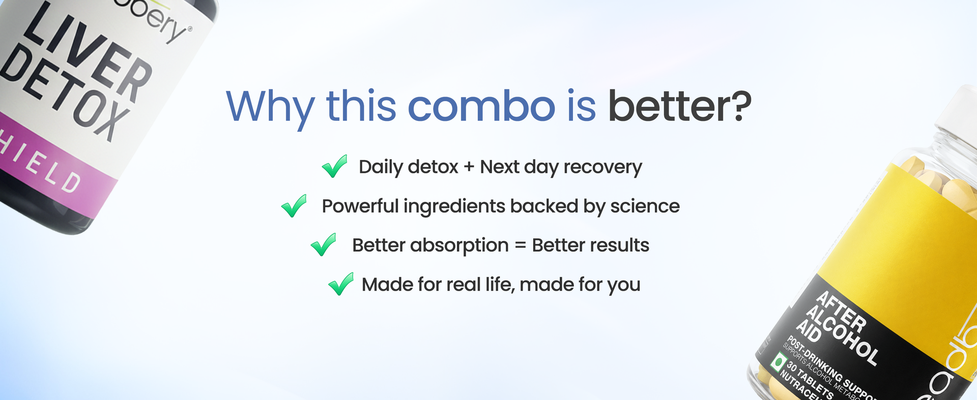 Meadbery After Alcohol Aid & Liver Detox Kit, Fatty Liver Support with Milk Thistle, NAC, DHM, Liver Shield & Liver Protector, & Gluten Free, 30+30 Tablets