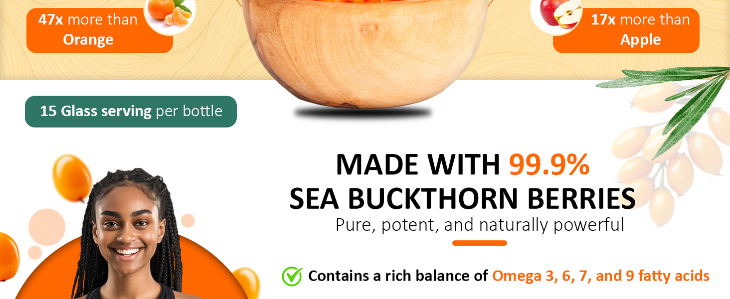 Baton Tea Himalayan Sea Buckthorn Pulp Juice 100ml | Cold-Pressed | Natural Vitamin C, Omega 3 6 7 9, Antioxidants | Immunity, Skin Glow & Gut Health Support | No Added Sugar | Lab Tested |Pack Of 1