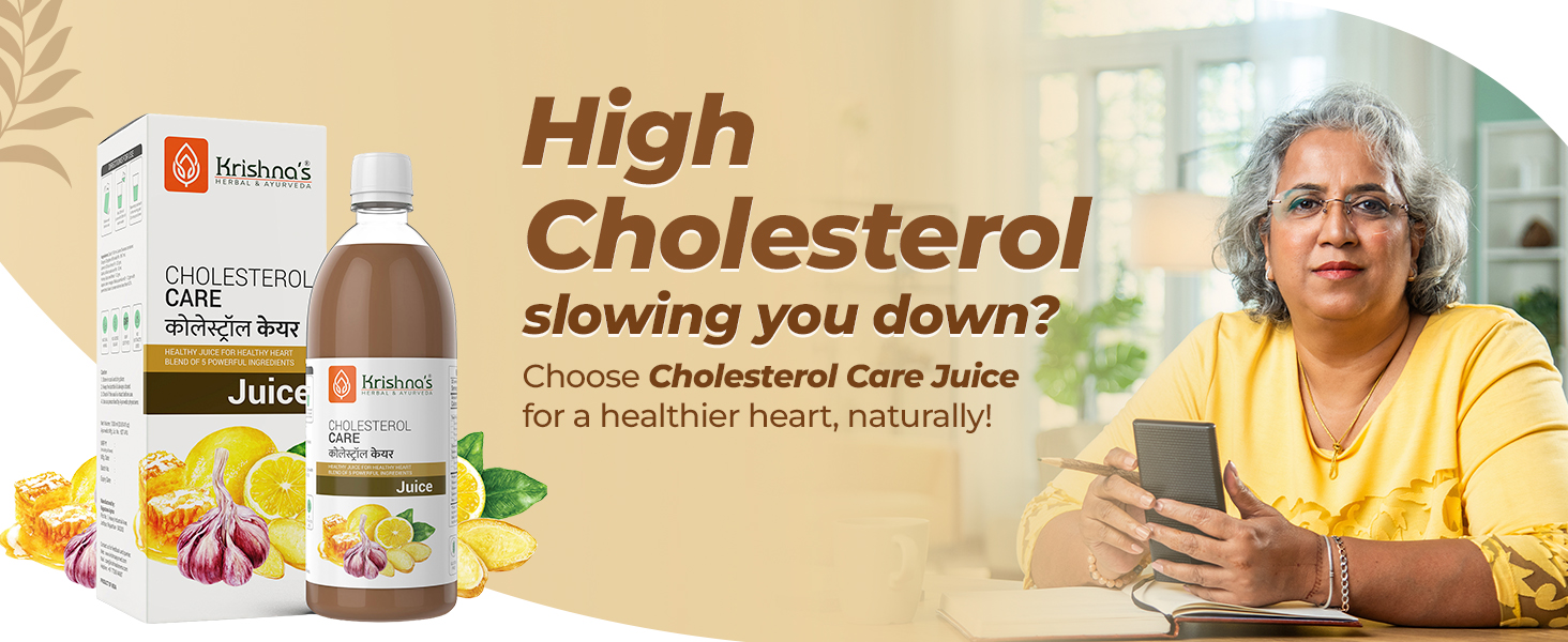 KRISHNA'S HERBAL & AYURVEDA Cholesterol Care Juice - 1000 Ml | Contains Honey With Apple Cider Ginger Garlic, Sugar Free, Helps In Digestion, Made In India