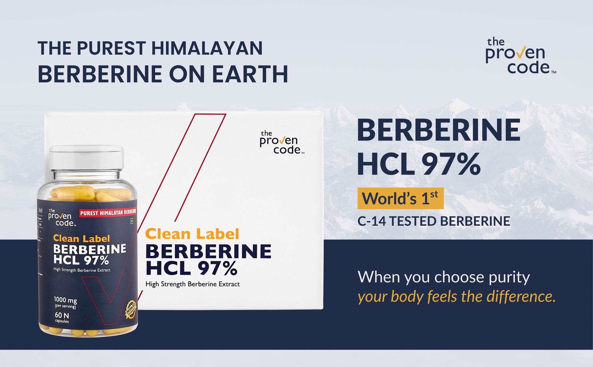 Clean Label Berberine HCl 97% | C-14 Tested Natural Origin | Studied Strength Berberine Supplements 1000mg - Support Blood Sugar, Lower Cholesterol, PCOS supplements - 60 Capsules