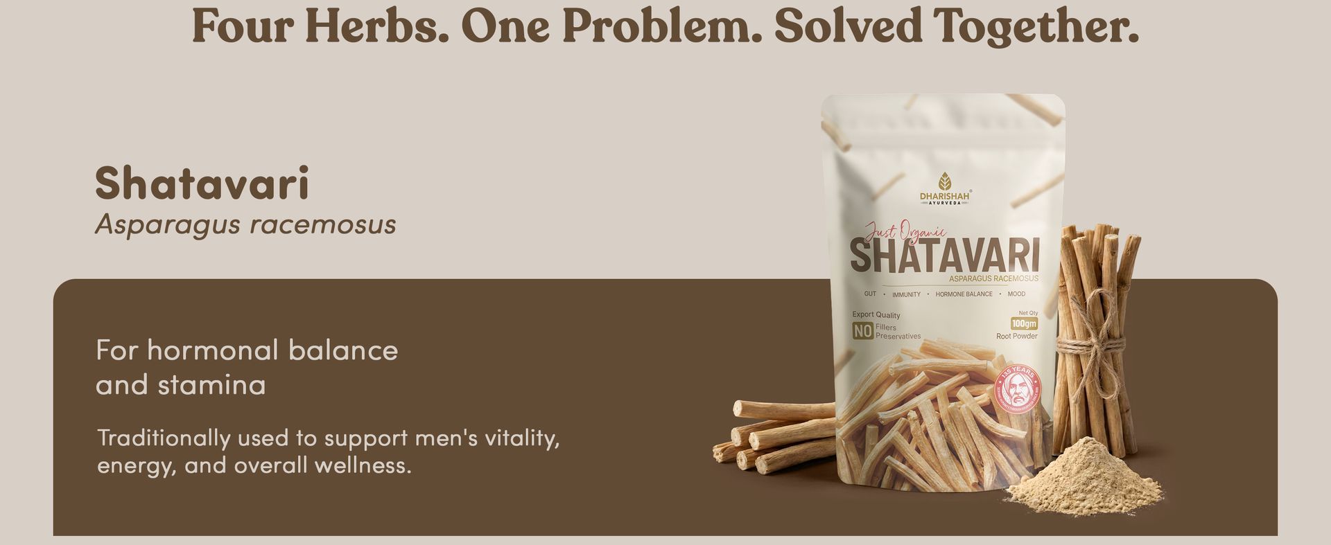 Dharishah Ayurveda Josh Combo Ashwagandha Shatavari Kaunch Beej Safed Musli
