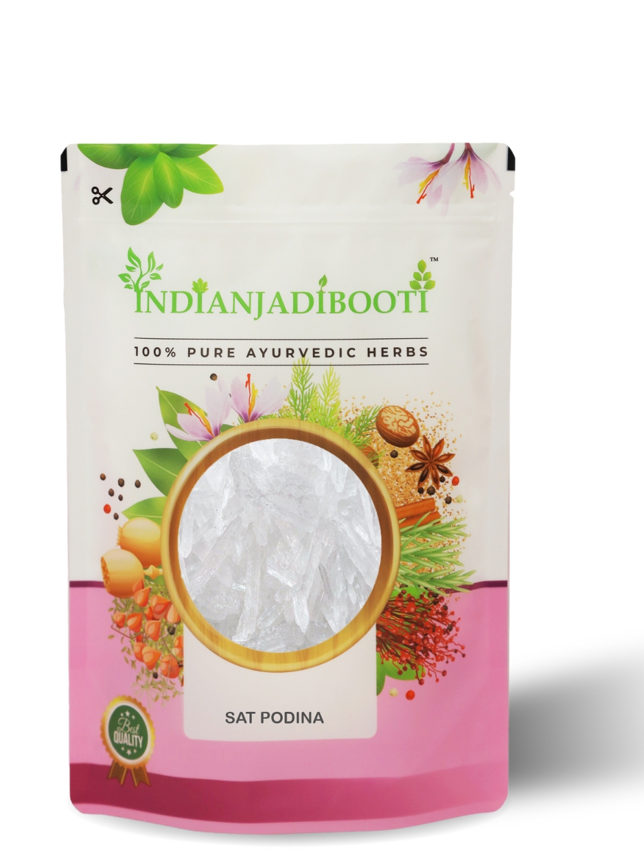 IndianJadiBooti Sat Podina (100g) | Pure Menthol Crystals | Natural Peppermint Extract | Cooling Agent for Steam Inhalation, DIY Balms, Soaps & Sauna | Strong Aroma | Sat Pudina