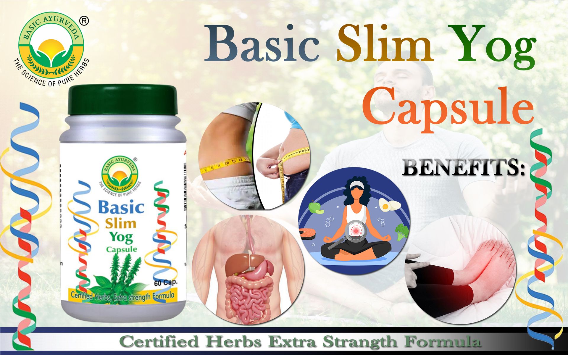 Basic Ayurveda Slim Yog 60 Capsules | Ayurvedic Herbal Supplement for Weight Management Support & Daily Wellness Formula