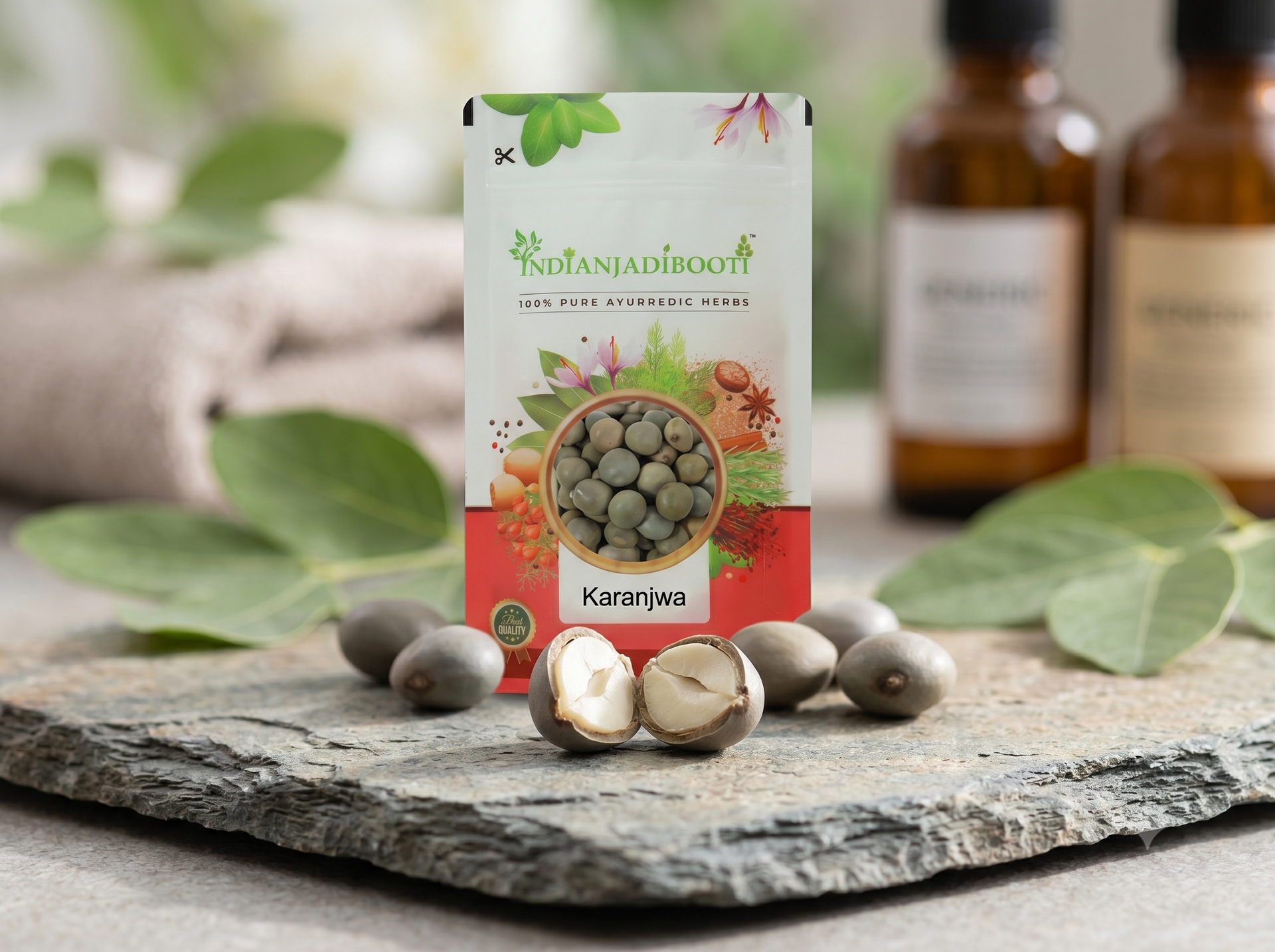 IndianJadiBooti Pure Karanjwa Beej (Latakaranja) | Raw Ayurvedic Bitter Tonic for Women's Cycle Balance, Seasonal Wellness & Gut Detox (100g)