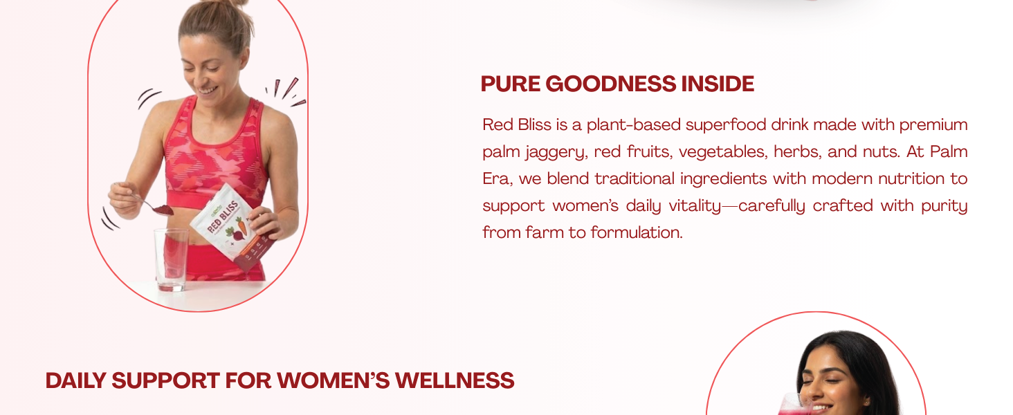 Palm Era Red Bliss Superfood Powder 450g | Red Banana, Beetroot, Pomegranate & Hibiscus Blend |With Almond & Dates added | Plant-Based Energy & Immunity Drink Mix
