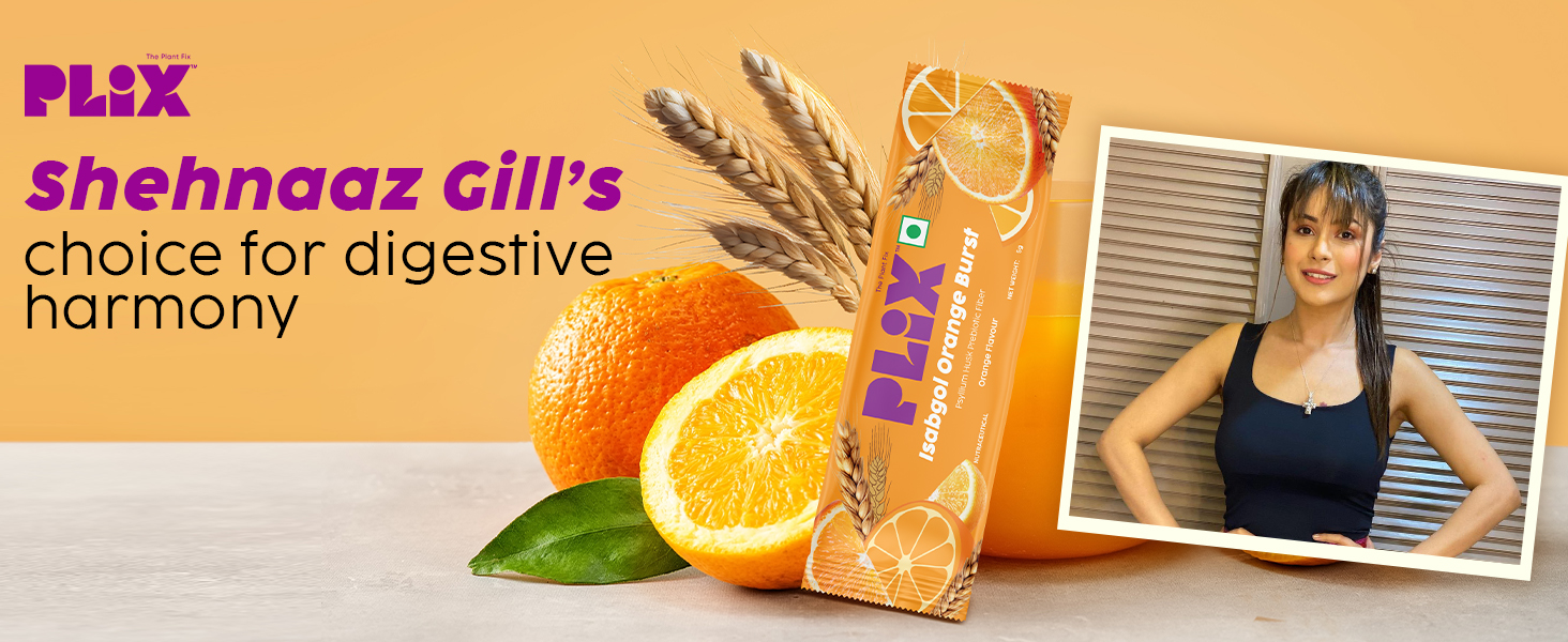 PLIX - THE PLANT FIX Isabgol Orange Burst| Improve Digestive Health And Gut Cleanse| Psyllium Husk Powder| No Added Preservatives OR Sugar| 60 Days Serving