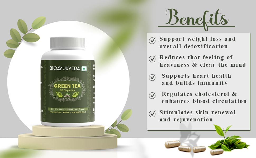 BIOAYURVEDA Green Tea Capsule for Fat Loss and Metabolism Boost, 60 Capsules (Pack of 3)