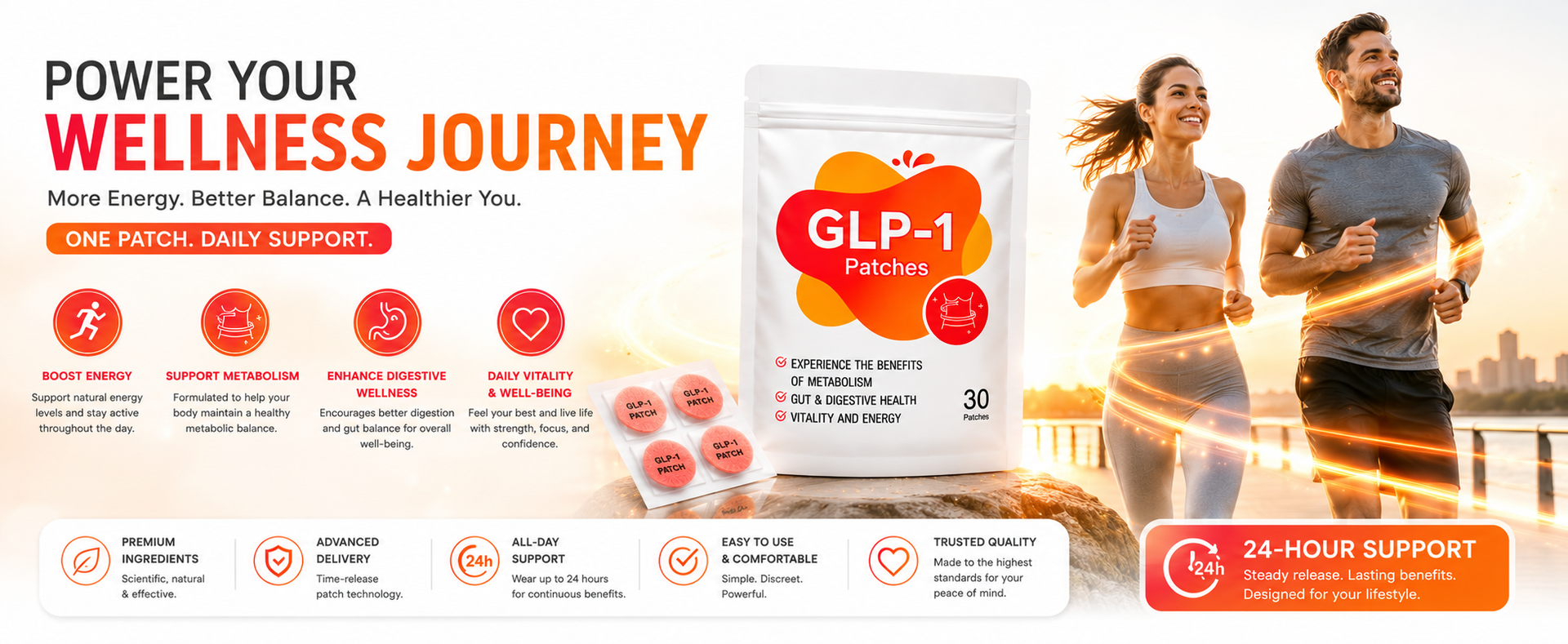 Wellness Patches for Daily Metabolism Support, Appetite Management & Energy Support, Transdermal Wellness Patches, Easy-to-Apply Daily Use (30 Patches)