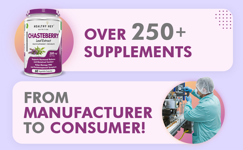 HealthyHey Nutrition Chasteberry Leaf Extract - 300mg per serving - 60 Vegetable Capsules