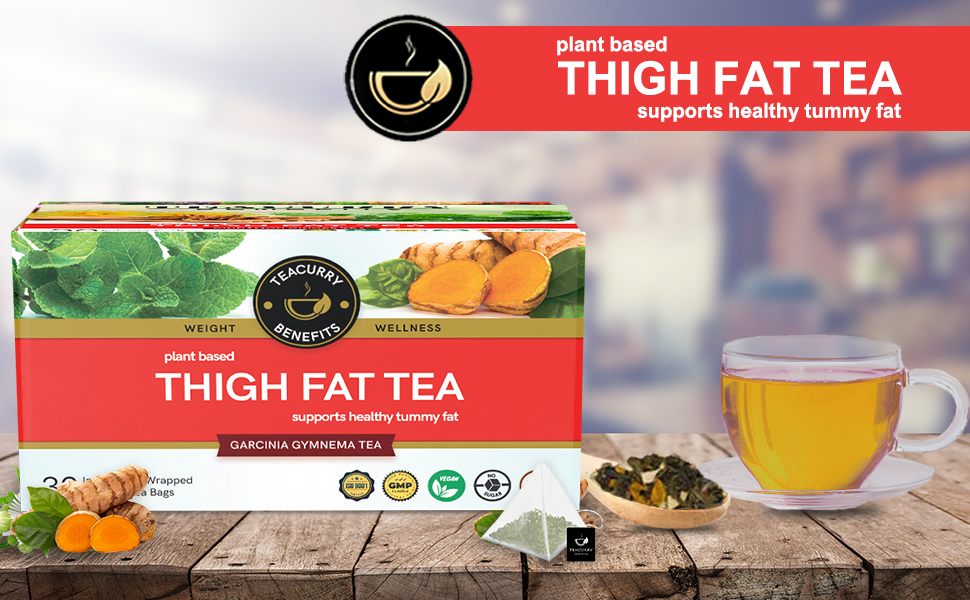 TEACURRY Thigh Fat Burn Tea (2 Month Pack | 200 Grams + Infuser) - Reduce Thigh Fat for Men and Women