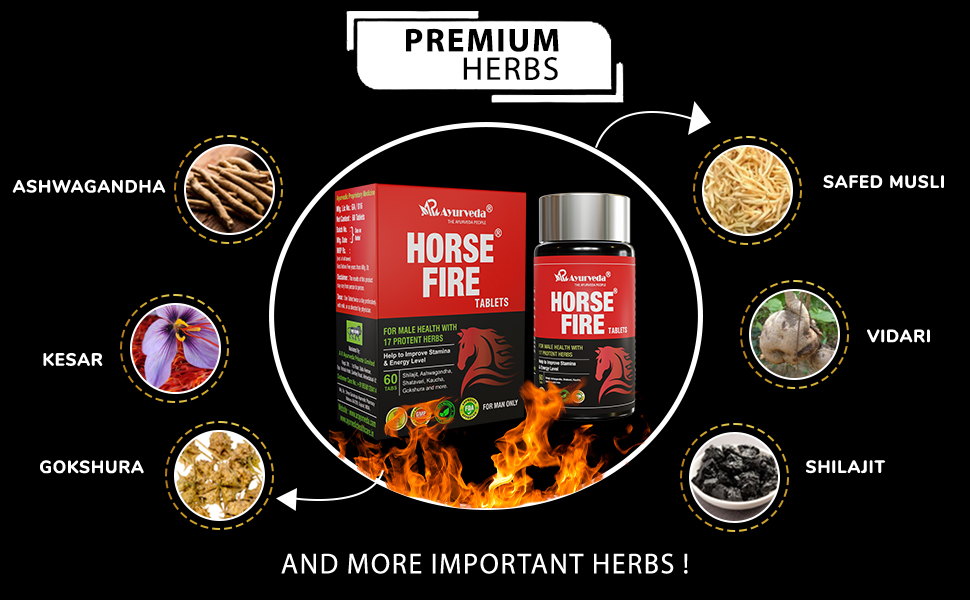 Tablet (Pack of 60) & Horse Fire Ayurvedic Massage Oil For Men| Shree Gopal Tail - 25ml