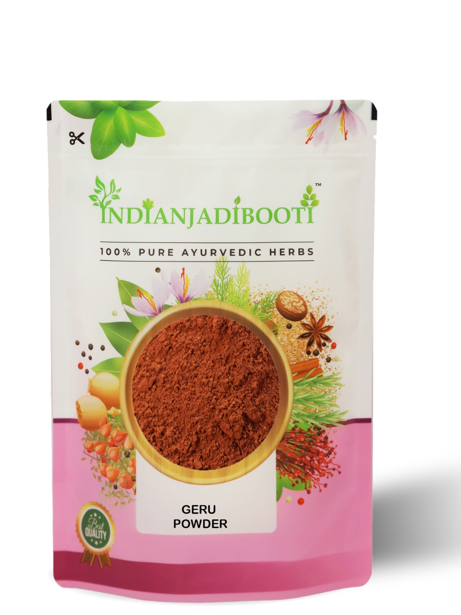 IndianJadiBooti Geru Powder - Red Ochre (Shuddha Gairika) - Traditionally Used for Cooling Skin Rituals, DIY Face Packs & Natural Pigment, 100 Grams