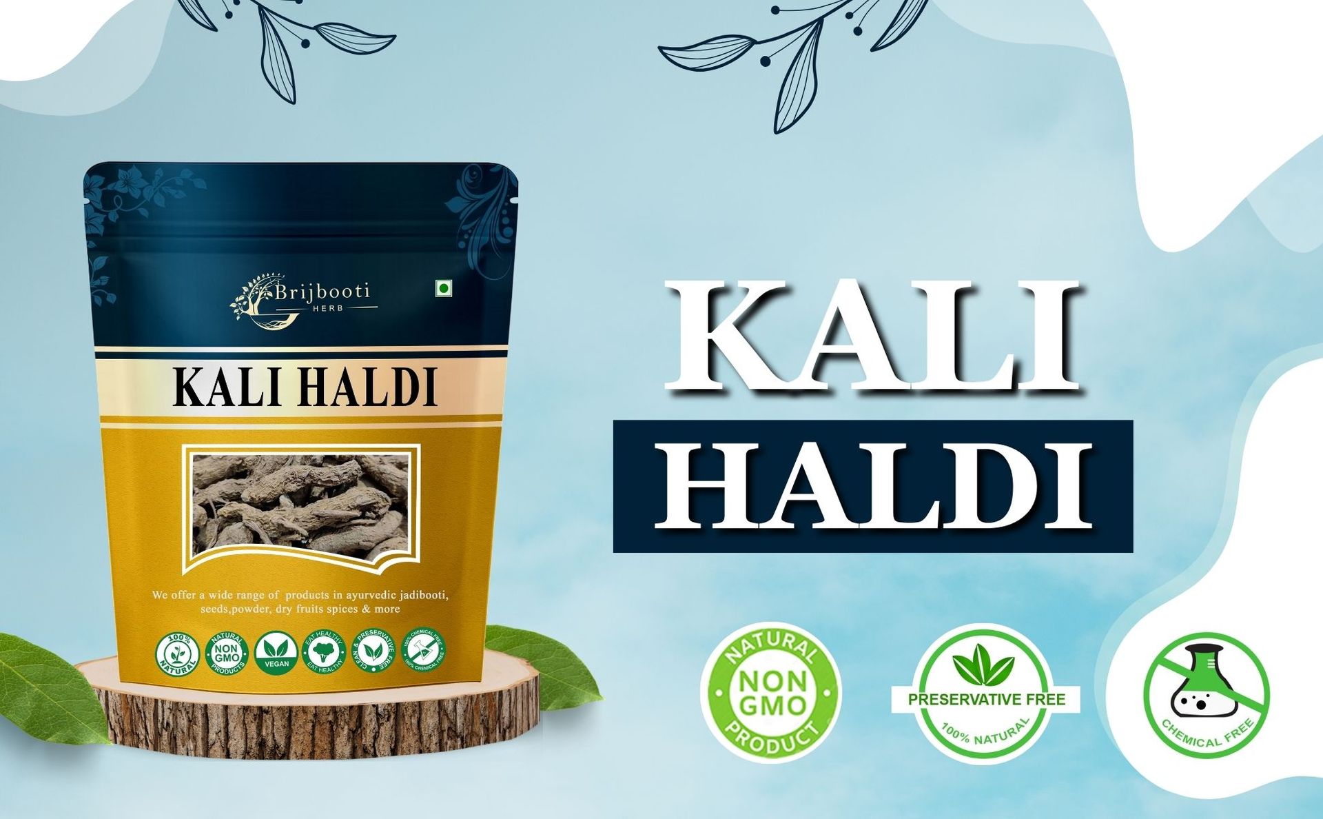 Brijbooti Kali Haldi 100gm | Black Turmeric - Narkachur - Nar Kachur - Narkchaur - Curcuma Zerumbet - Zedoary Root