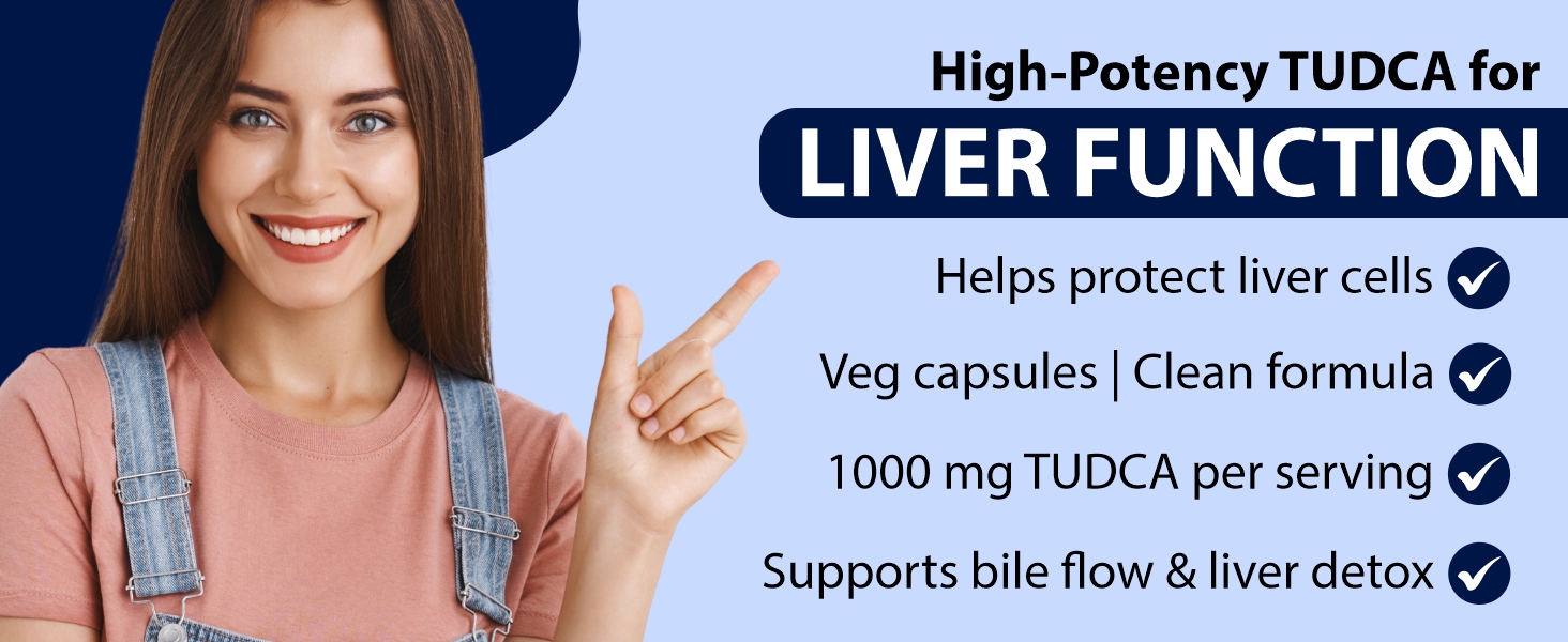 Fitness Veda TUDCA 1000 mg Liver Supplement with Milk Thistle| Bile Salt & Liver Health Support| Improves Bile flow| Liver Detox, Strength & Fat Digestion| Pack of 1-60 Capsules