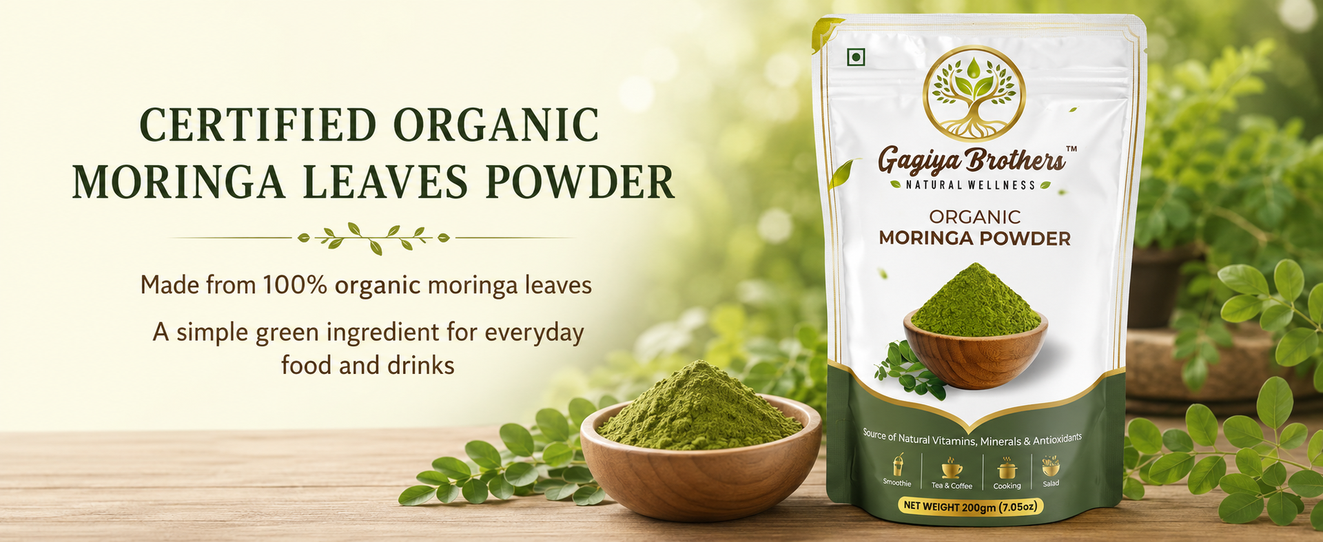 Organic Moringa Powder 200g | Pure Moringa Leaf Powder