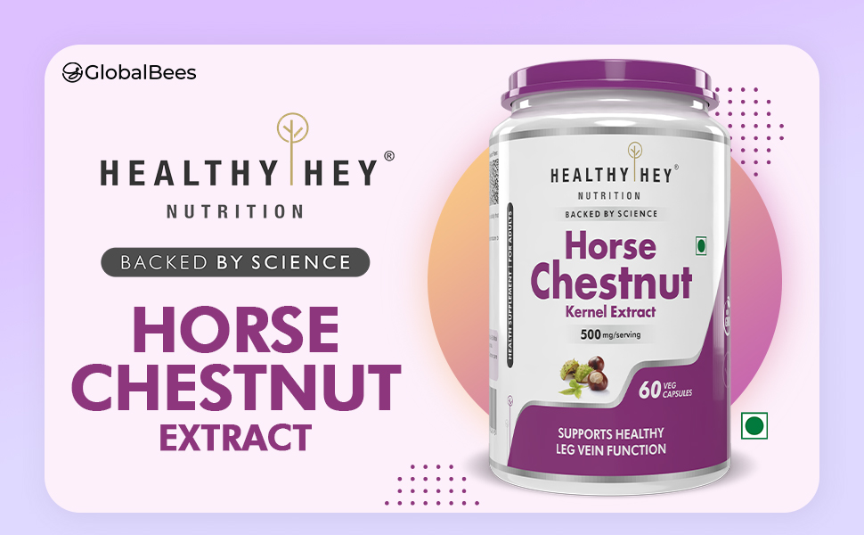 HealthyHey Nutrition Horse Chestnut Kernel Extract - 500mg per serving - 60 Vegetable Capsules