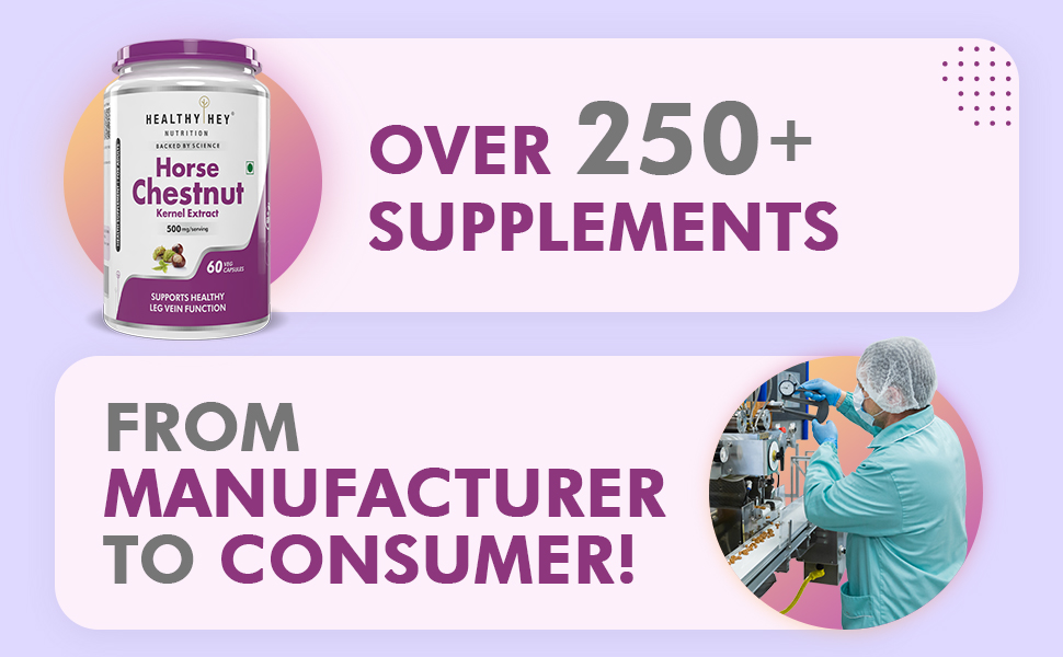 HealthyHey Nutrition Horse Chestnut Kernel Extract - 500mg per serving - 60 Vegetable Capsules