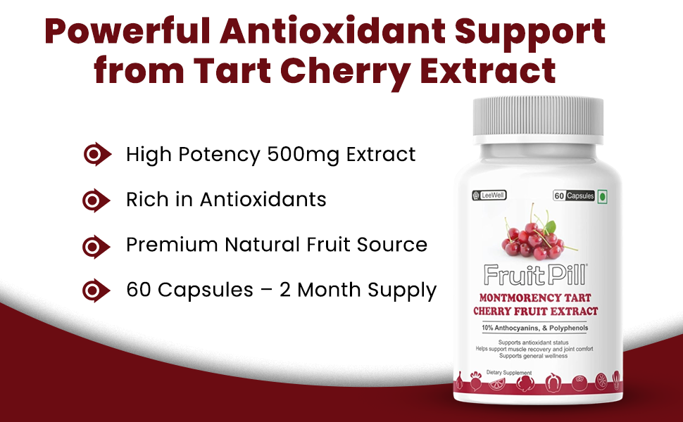 (LeeWell) Montmorency Tart Cherry Fruit Extract, 500mg,10% Anthocyanins and Polyphenols, 60 Capsules