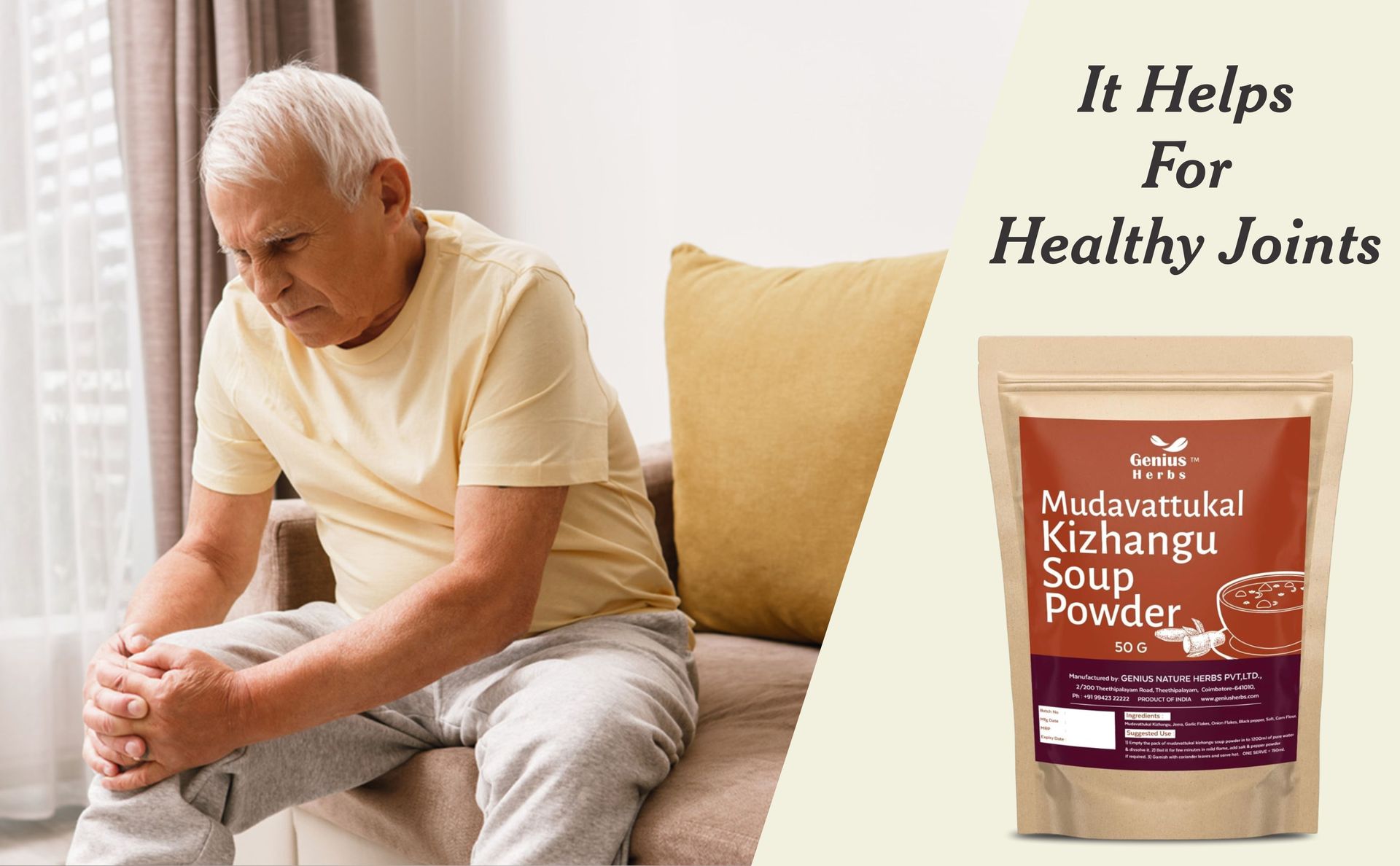Mudavattukkal Kizhangu Soup powder | Veg Goat Leg Soup | Tasty Pre Mix Powder - 50g for Healthy Joints, Strenthen Bones Pack of 1