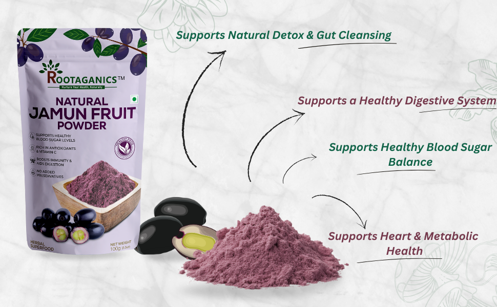 Jamun Fruit Powder 100g | 100% Pure & Natural | Rich in Antioxidants | Supports Blood Sugar Balance, Digestion & Immunity | No Additives, No Preservatives | Vegan | Superfood Powder