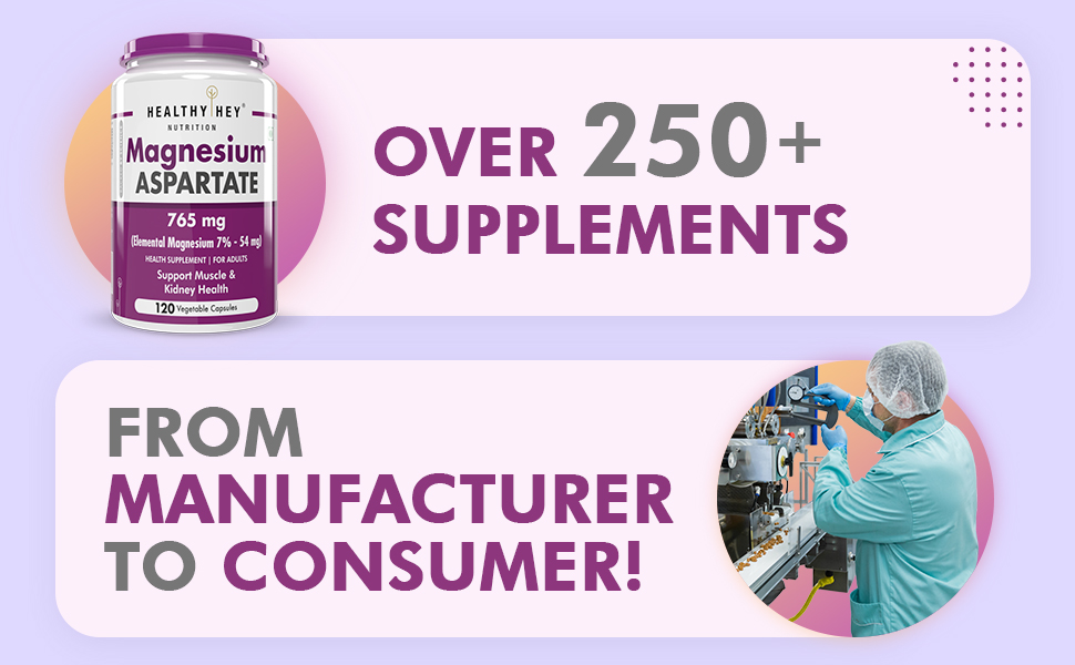 HealthyHey Nutrition Magnesium Aspartate -120 Vegetabel Capsules