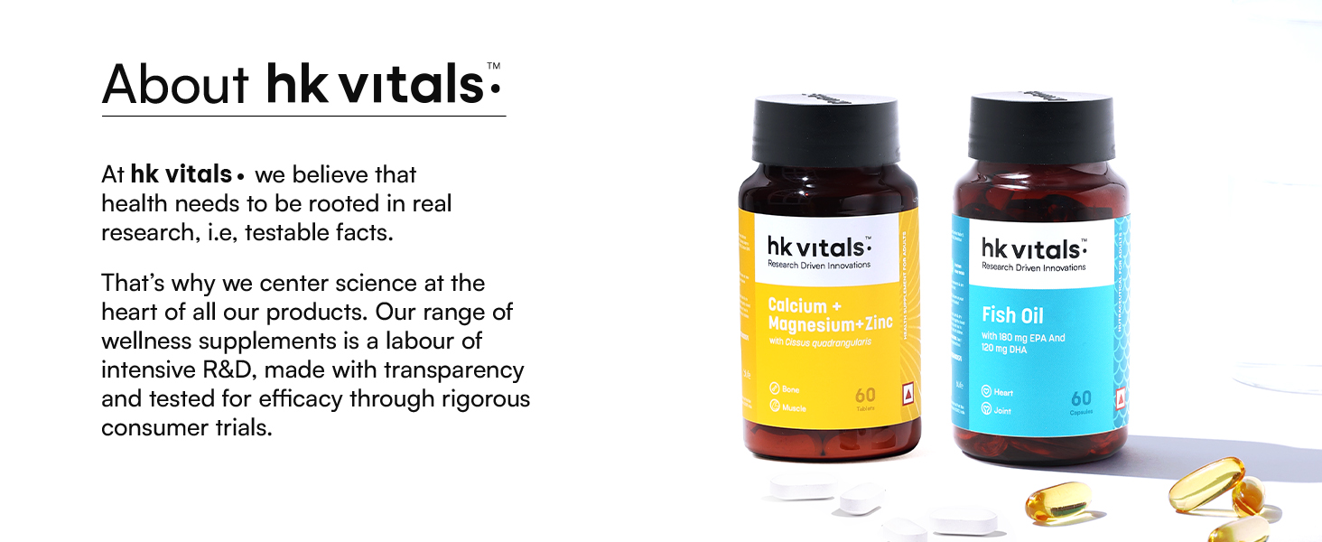 hk vitals Calcium Magnesium & Zinc + Fish Oil, 2 x 60 Tablets
