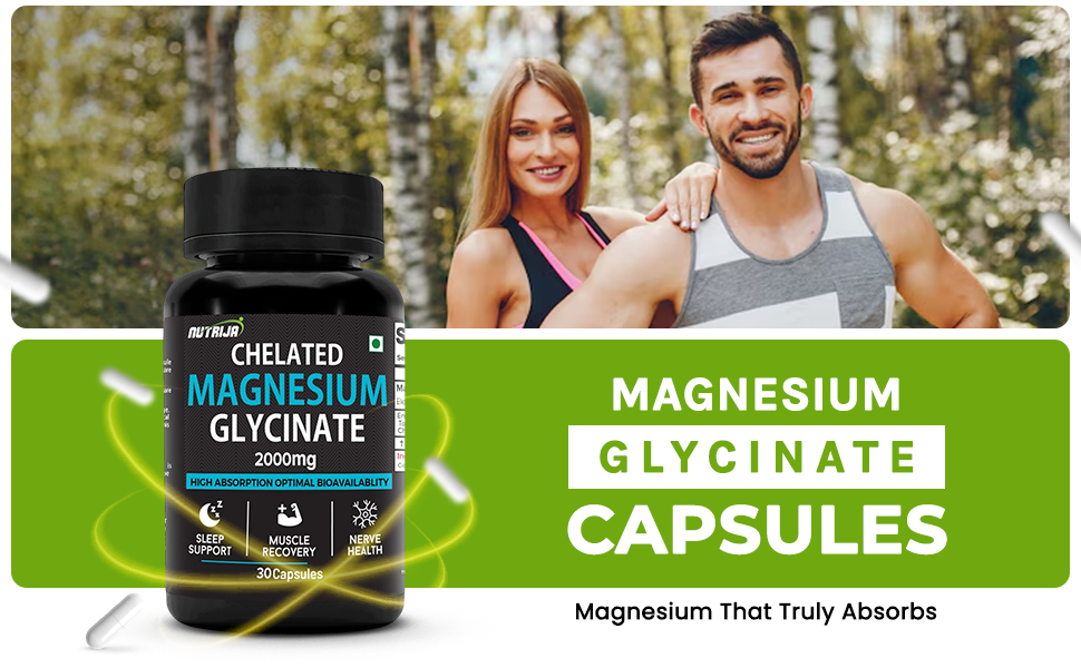 NutriJa Magnesium Glycinate 2000mg Supplement | Contains Elemental 22% (440mg) Per Serving - Superior Absorption & High Potency - 30 Veg Capsules