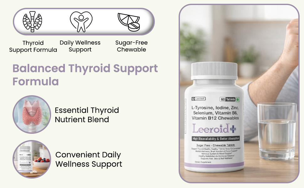Plus by LeeWell Thyroid Support Supplement, 60 Chewable Tablets
