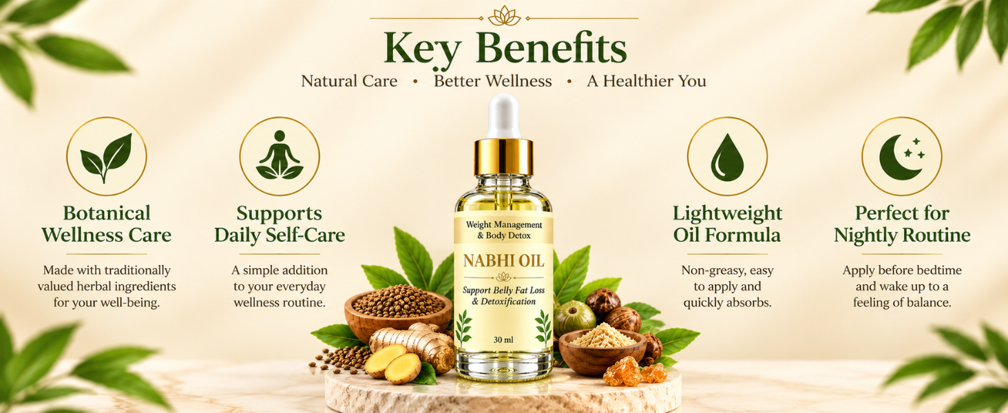 Nabhi Oil for Weight Management & Body Detox 30ml | Ayurvedic Herbal Belly Button Oil | Supports Digestive Wellness, Metabolism Balance, Relaxation & Daily Self-Care for Men & Women, 30 ML, PACK 2