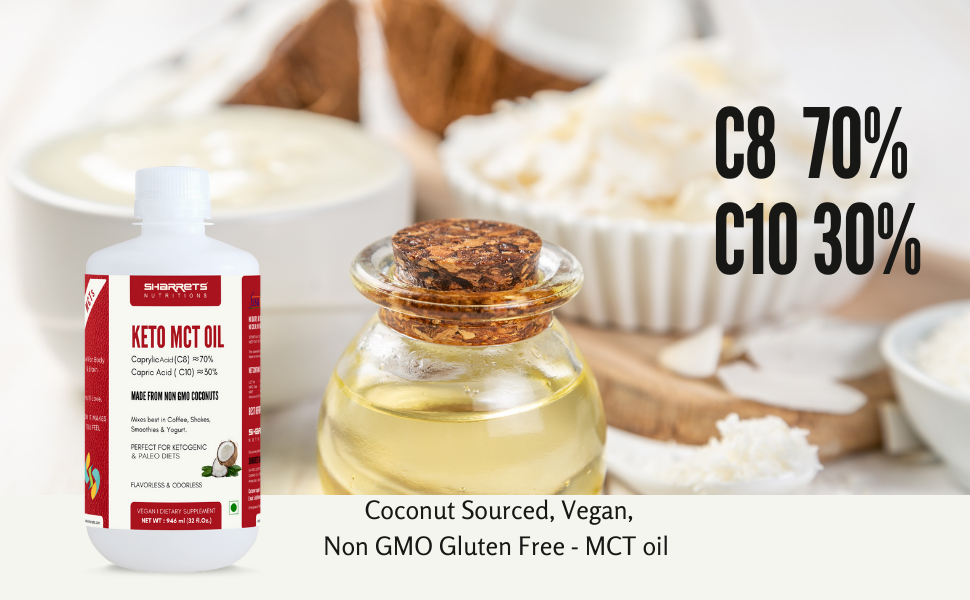 Sharrets Keto MCT Oil (2 x 500ml) C8:70 C10:30 Premium Medium Chain Triglycerides for Bulletproof Coffee, Intermittent Fasting, and Peak Performance