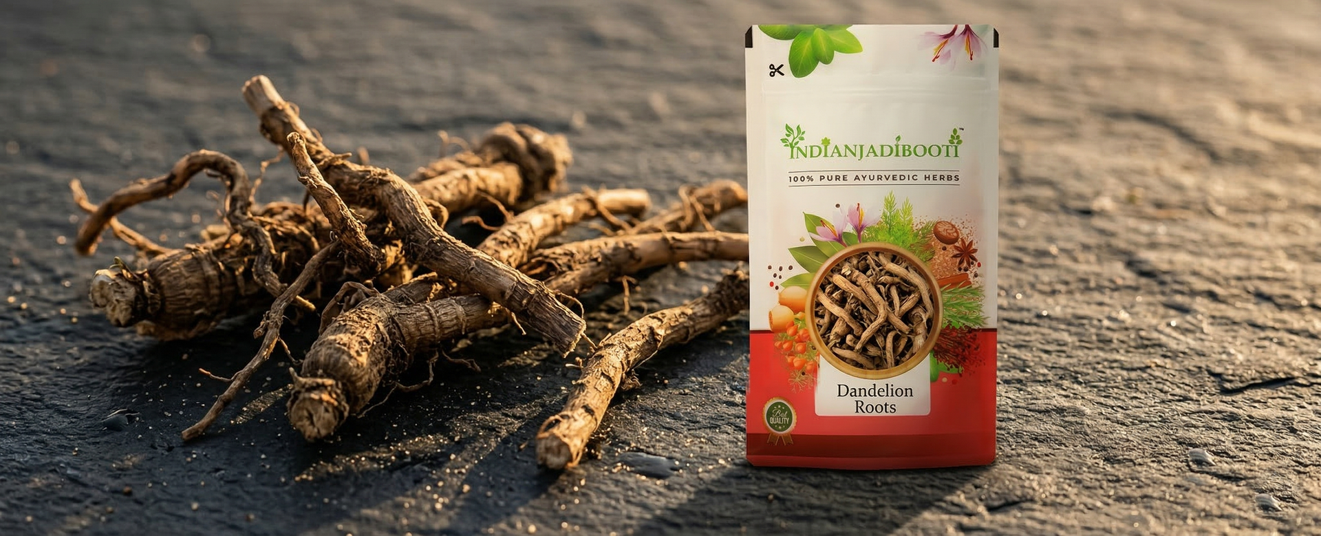 IndianJadiBoot Dandelion Roots (Singhparni/Taraxacum Officinale) - For Natural Detox & Digestion -100 Grams Pack