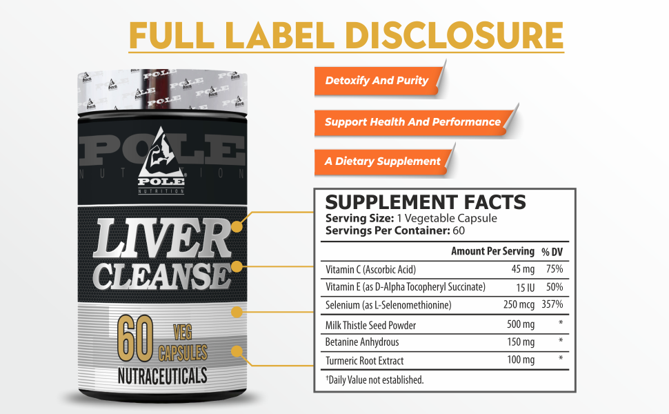 Pole Nutrition Liver Cleanse - Detox and Support Formula with 60 Veg Capsules for Enhanced Liver Health