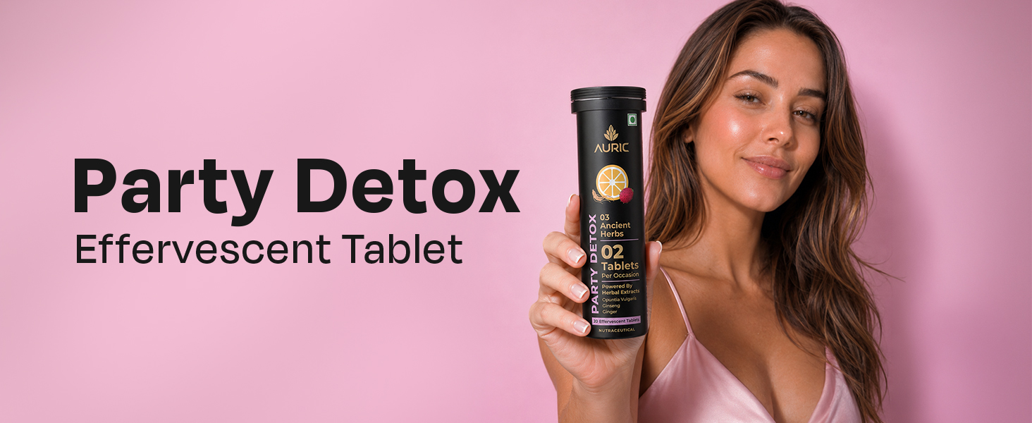Auric Party Detox | 20 Effervescent Tablets | Post-Party Recovery Support | Supports Liver & Hydration | Helps Reduce Hangover Symptoms | Chill 365