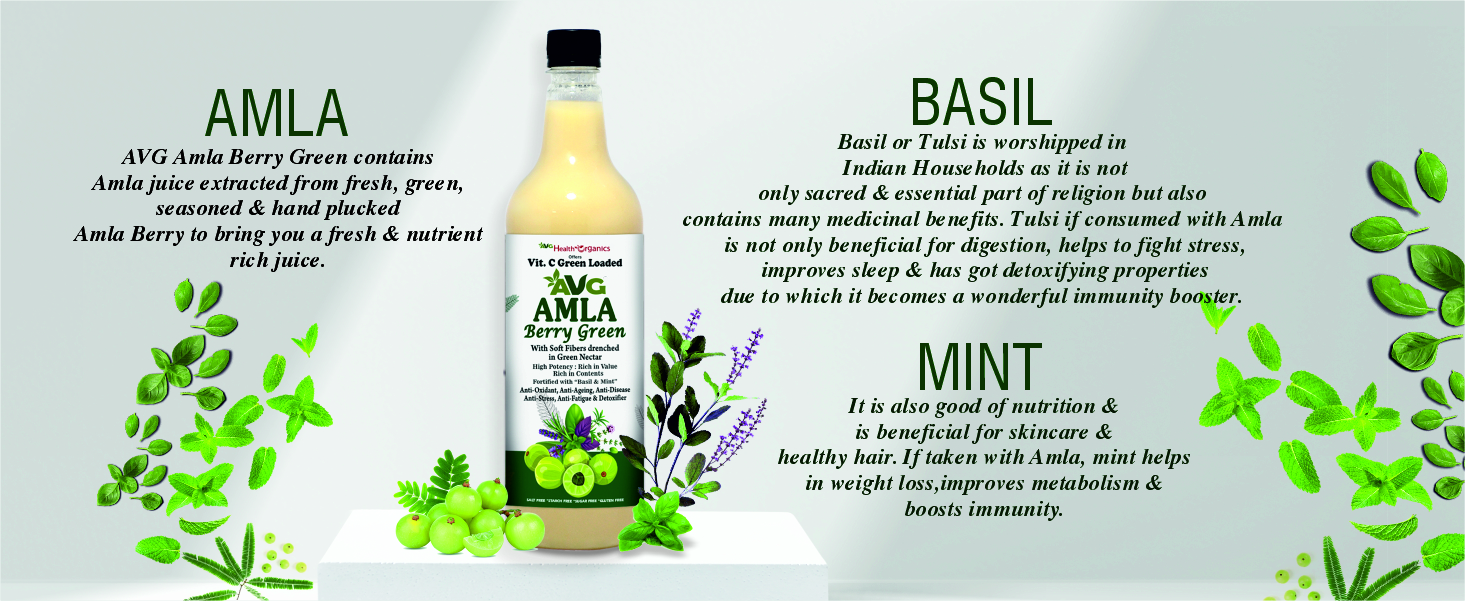 AVG Health Organics Amla Berry Green | Pure Amla Juice - Pack of 2 x 500 ml | Rich in Vitamin C | Immunity Booster, Hair & Skin Health, Body Detox | 100% Natural, No Added Sugar