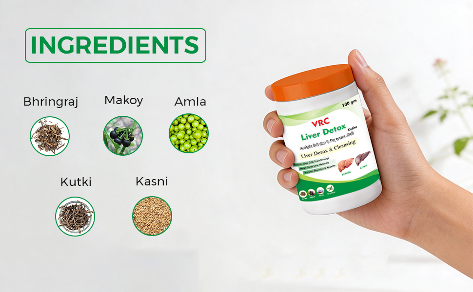 Liver Detox Kadha 100g | Powder For Detox & Cleansing Fatty Liver | Improves Digestion and Appetite | Ayurvedic Supplement with Kutki, Makoy, Kasni, Bringraj and 9 Extra Herbs