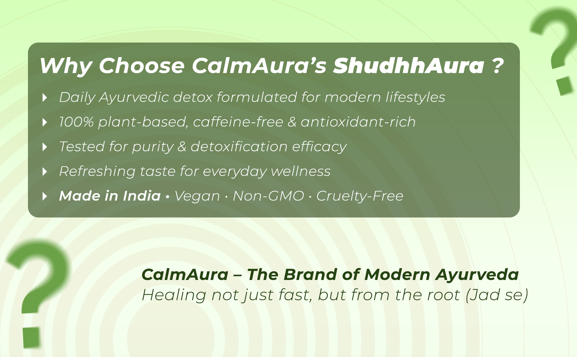 CalmAura ShuddhAura Ayurvedic Detox Wellness Powder 100g | Lemon Mint Flavor | Liver Support, Immunity & Energy Drink with Moringa Green Tea Giloy | Vegan
