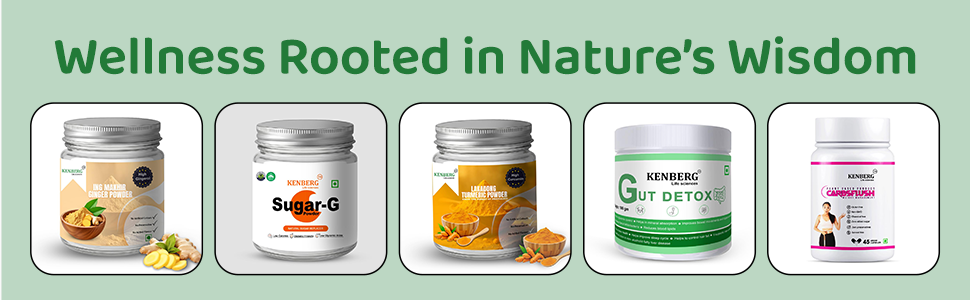 KENBERG Gut Detox Prebiotic Powder, 180g, with FOS and Vitamins for Digestive Health, 15 Servings